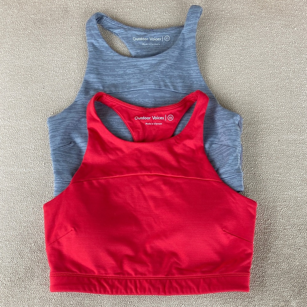 Set of 2 Outdoor Voices‎ Techsweat Move Free Sports Bras. Size XS